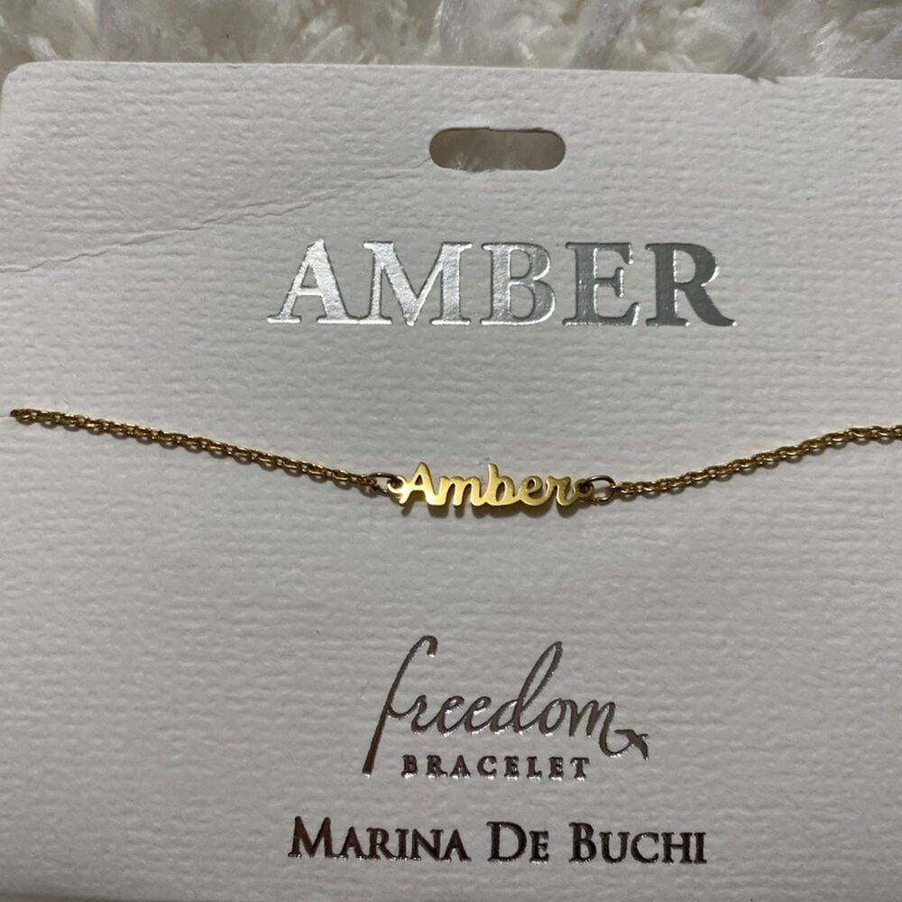 Amber Freedom Bracelet Marina de Buchi Gold NEW Name Freedom Bracelet